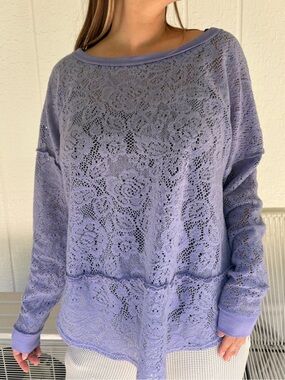New free people Light Purple Lace Knit Long-Sleeve Top